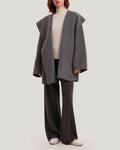 Wide Sleeve Short Wool Wrap Coat - Smoke, S image