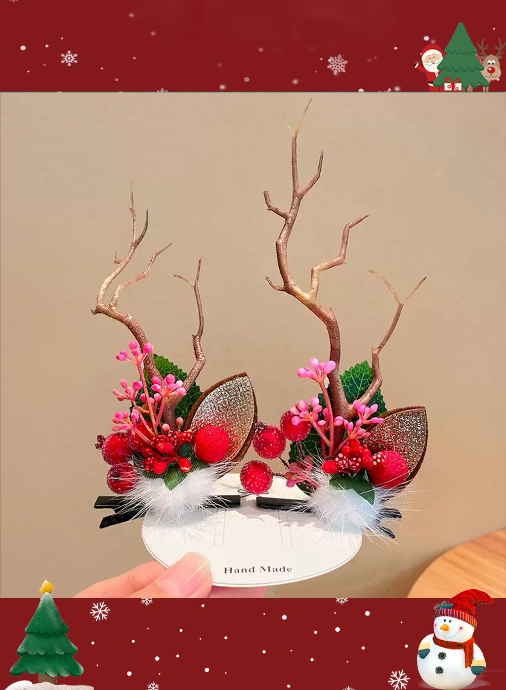 Special Christmas moose headdress - Raw Umber, OS image