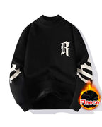 Fake Two-Piece Cotton Sweatshirt - Black, 4XL image