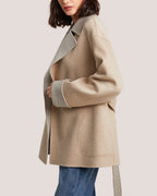 Patchwork-Detail Two-Tone Reversible Wool Coat image 3