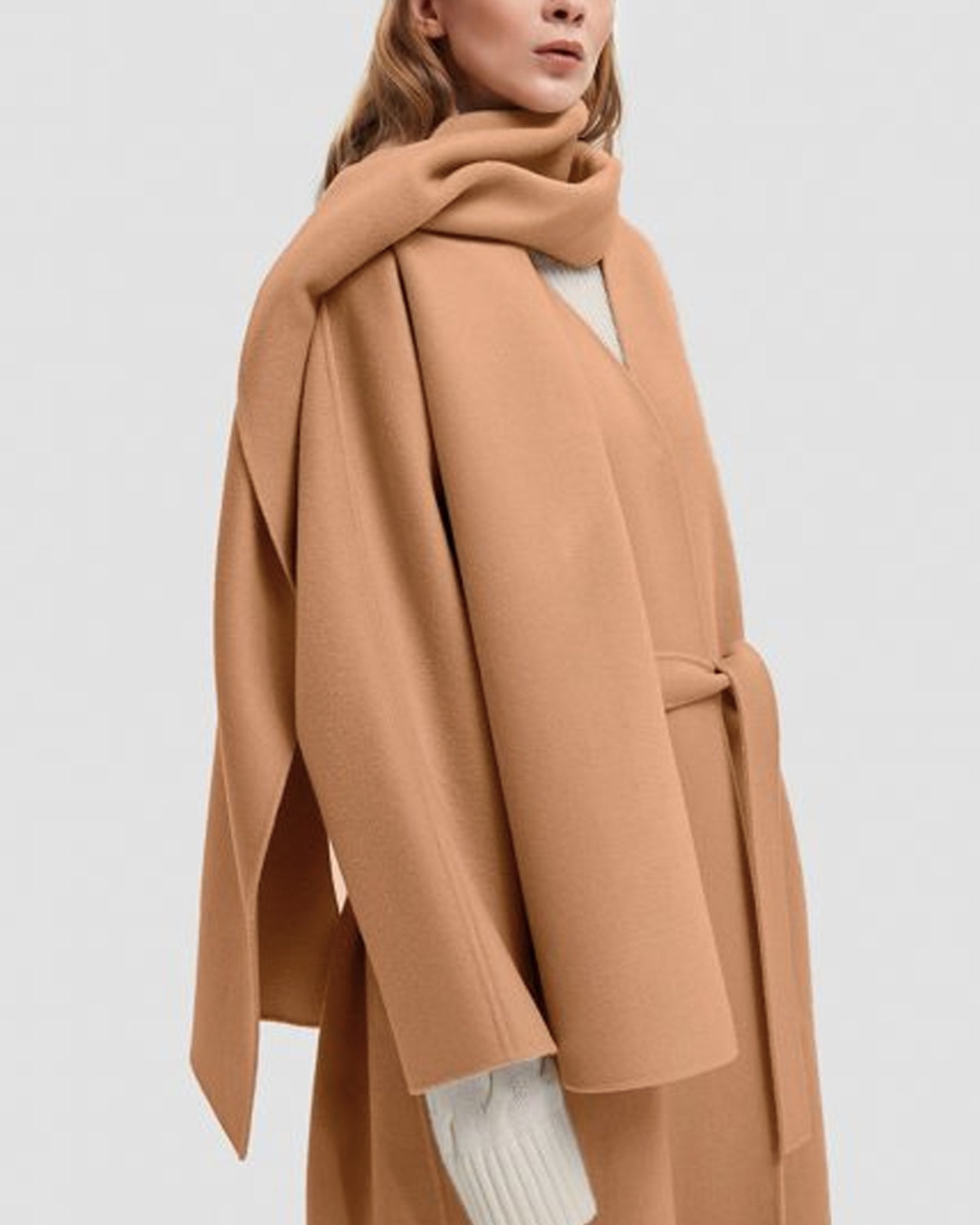 V Neck Maxi Length Wool Coat image 1