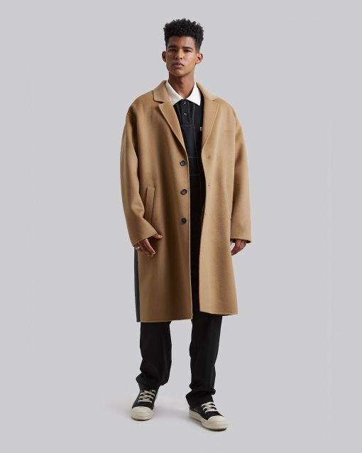 Paneled Duo-Chromatic Cashmere Coat - Camel, M image