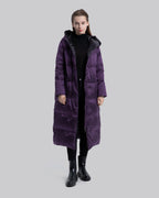 Calf-Length Hooded Jacket - Purple, XL image