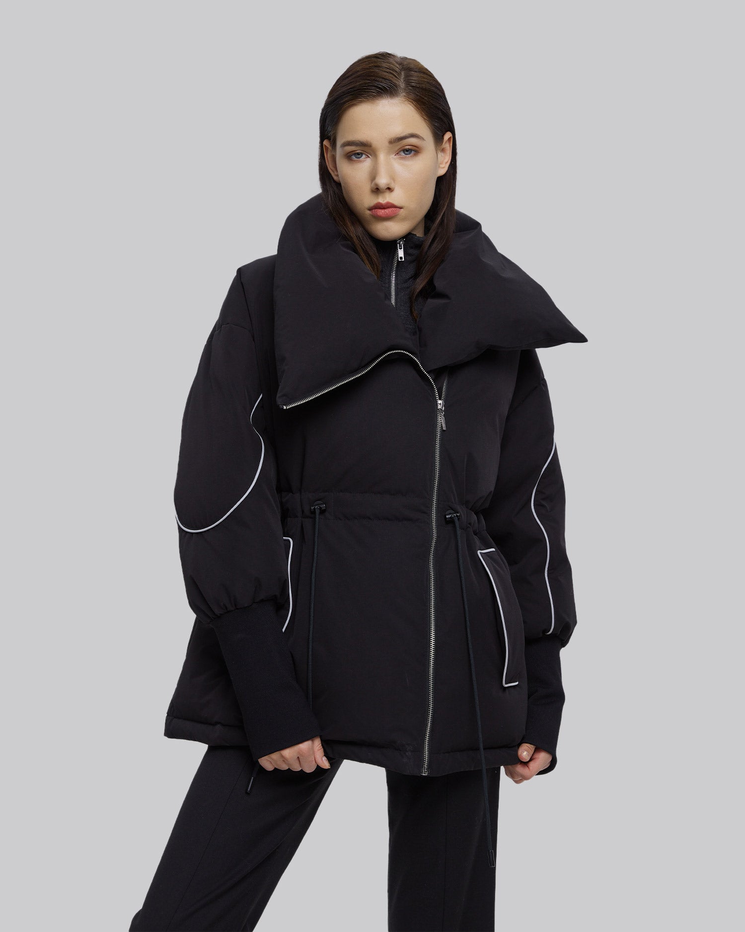 Reflective Large Collar Puffer Jacket image 1