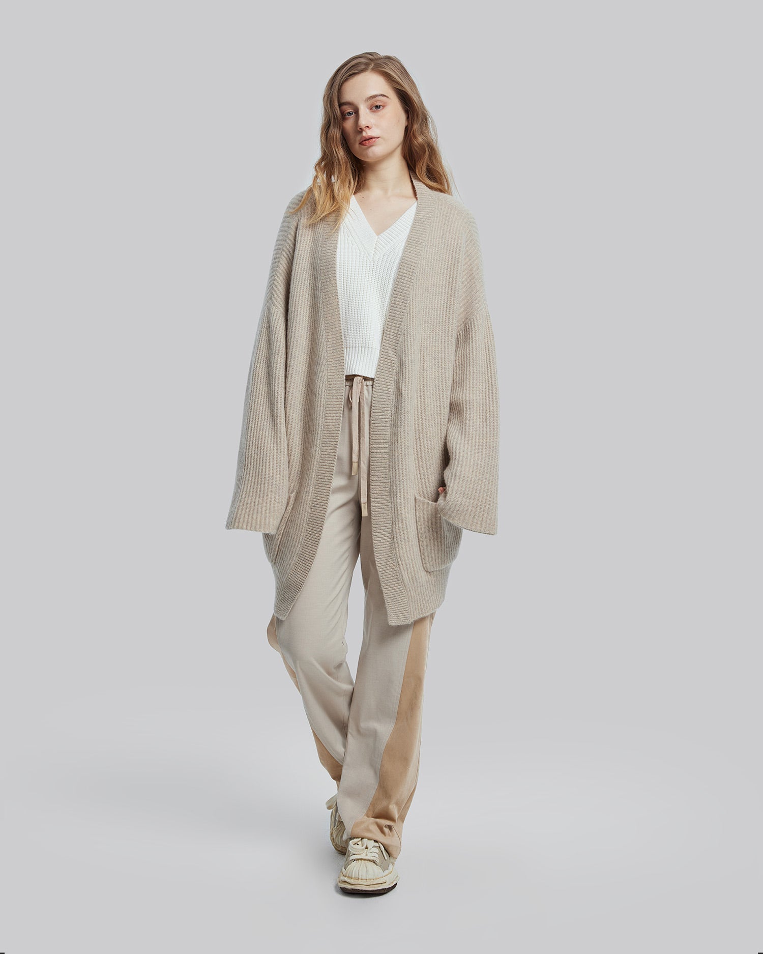 Oversized Rib-Knit Cashmere Cardigan - Hazel, XL image