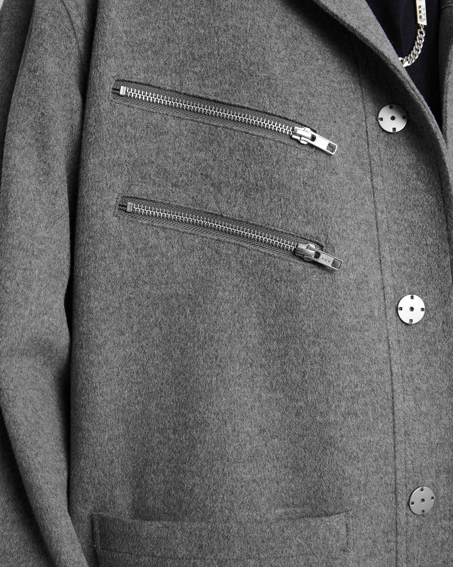 1 × Double Zipper Wool Coat image 3