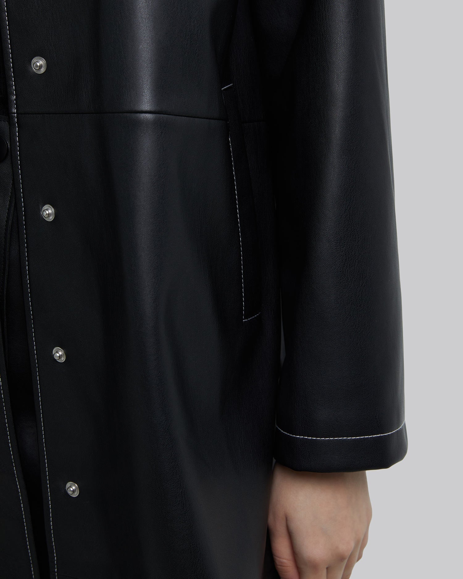 Faux-Leather Long Coat image 5