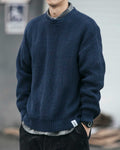 Waffle Crewneck Knit Jumper - Navy, S image