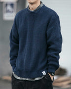 Waffle Crewneck Knit Jumper - Navy, S image