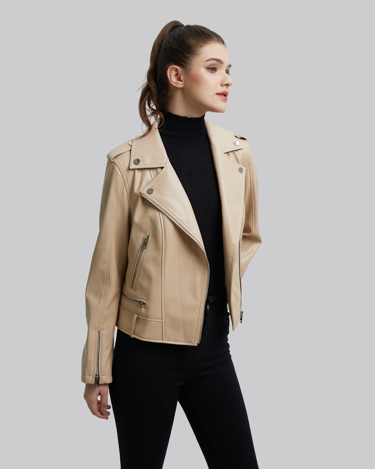 Pristine Faux-Leather Biker Jacket image 3