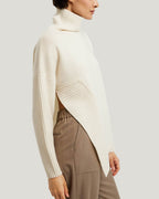 Asymmetrical Slit 100% Wool Sweater image 4