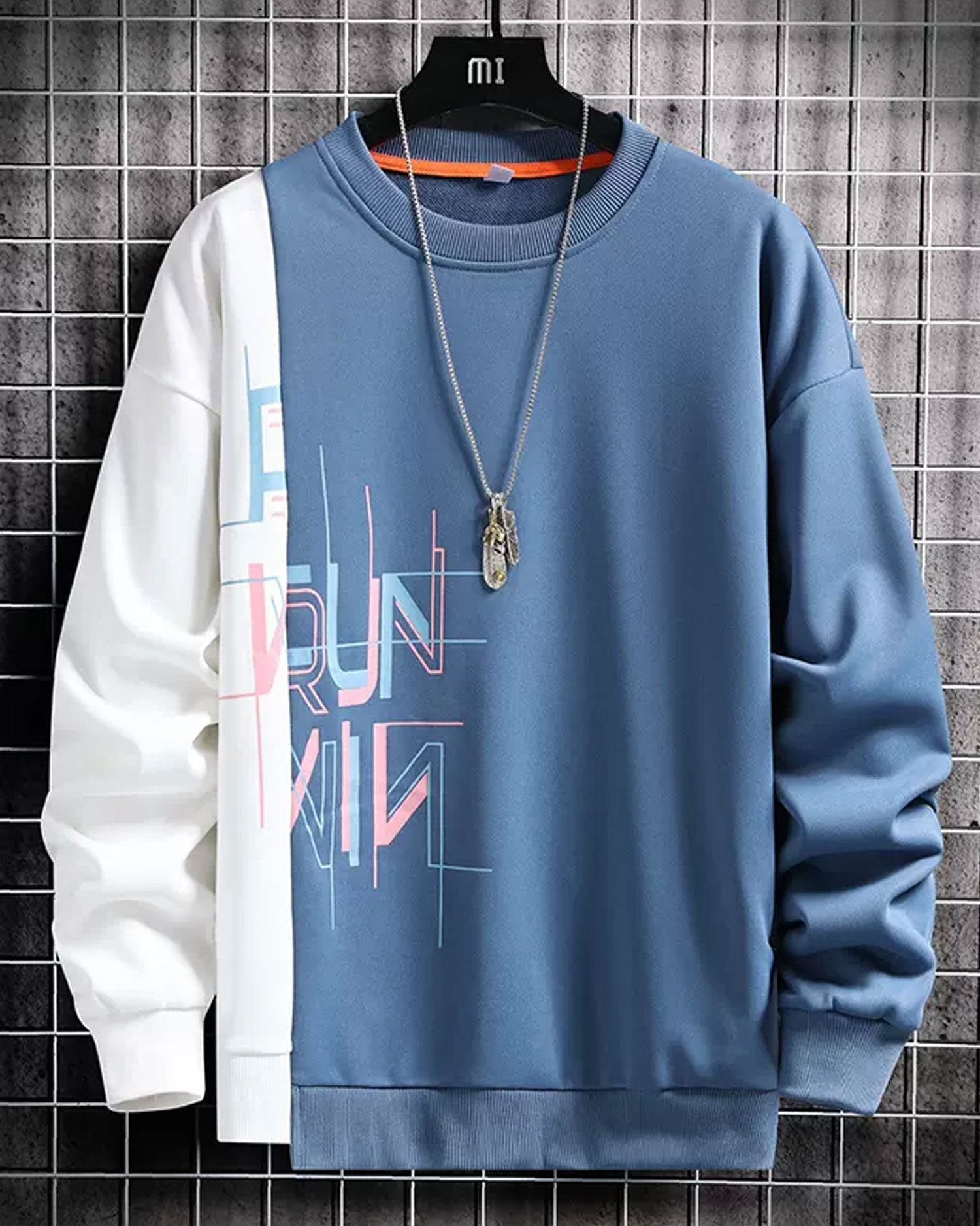 Misplaced Hem Crewneck Sweatshirt - Dusty blue, XL image