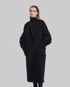 Black Double-Breasted Cape Coat image 5