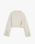 Cropped Side Slit Cashmere Sweater image 0