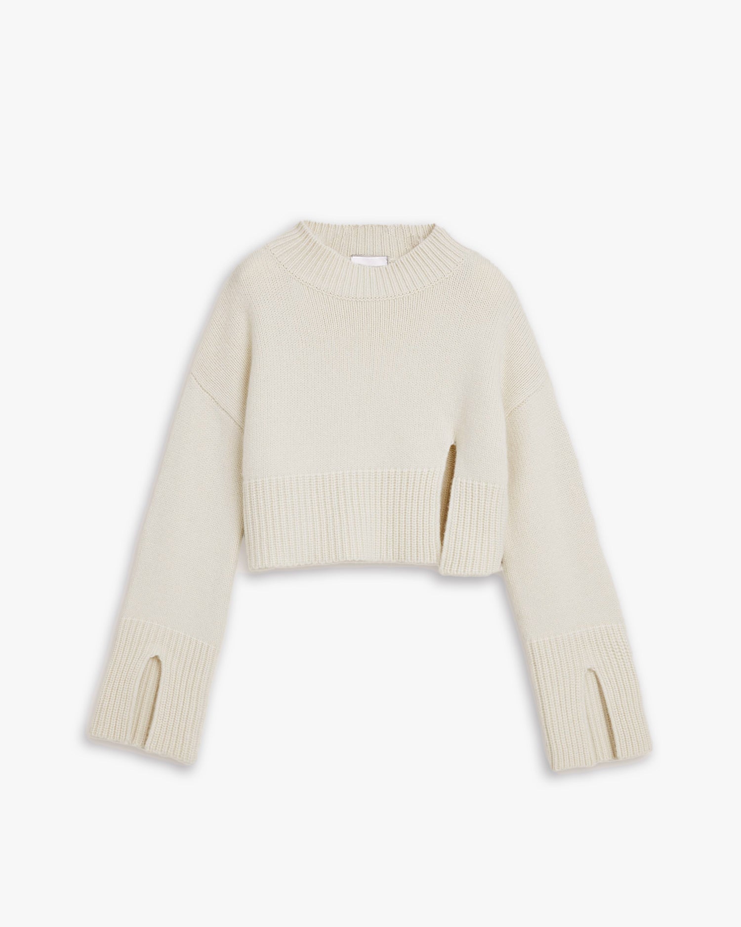 Cropped Side Slit Cashmere Sweater image 0