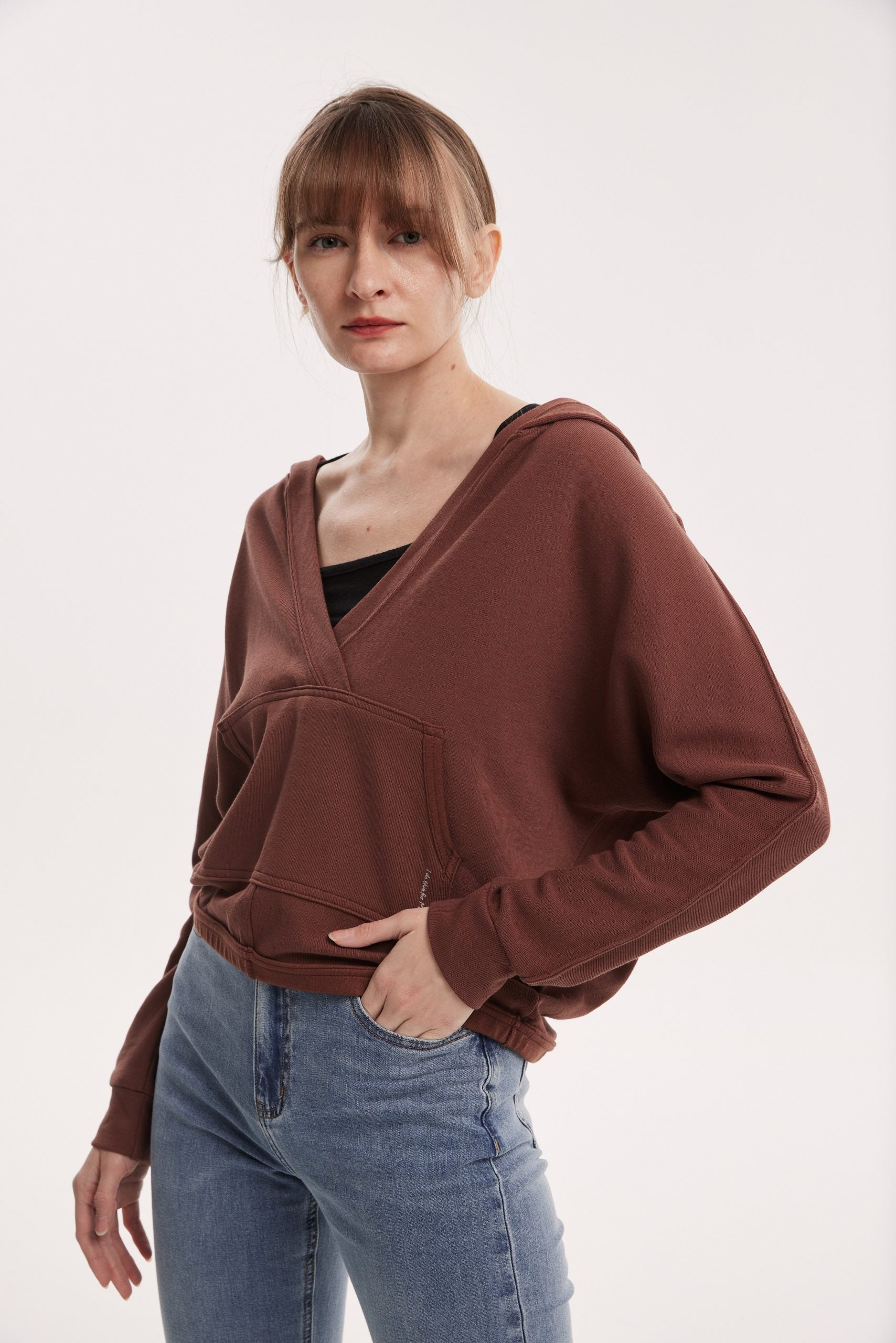 V-Neck Plain Hoodie image 2