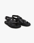 Black Leather Sandals - Black, 8 image