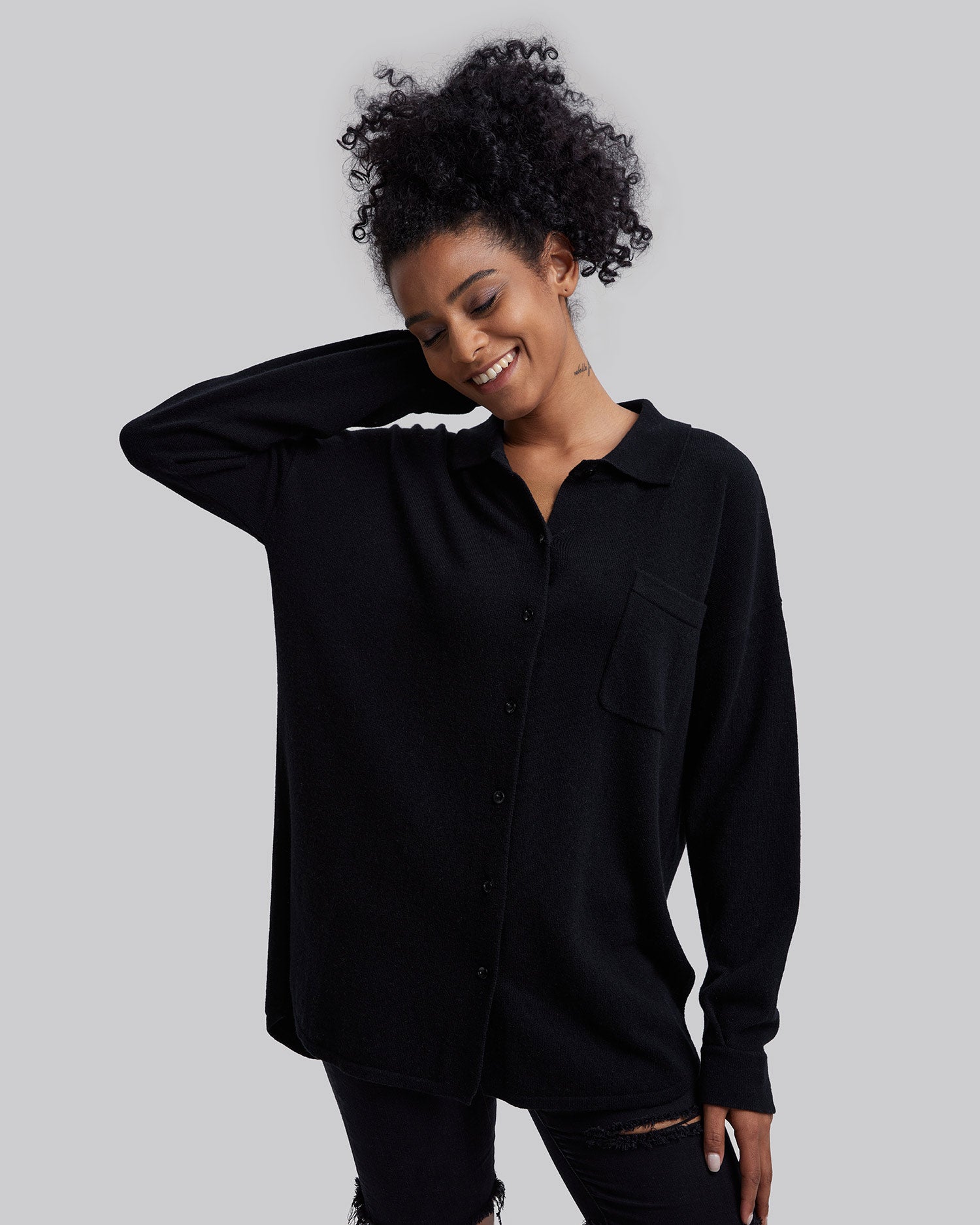 Woolen Shirt in Black image 1
