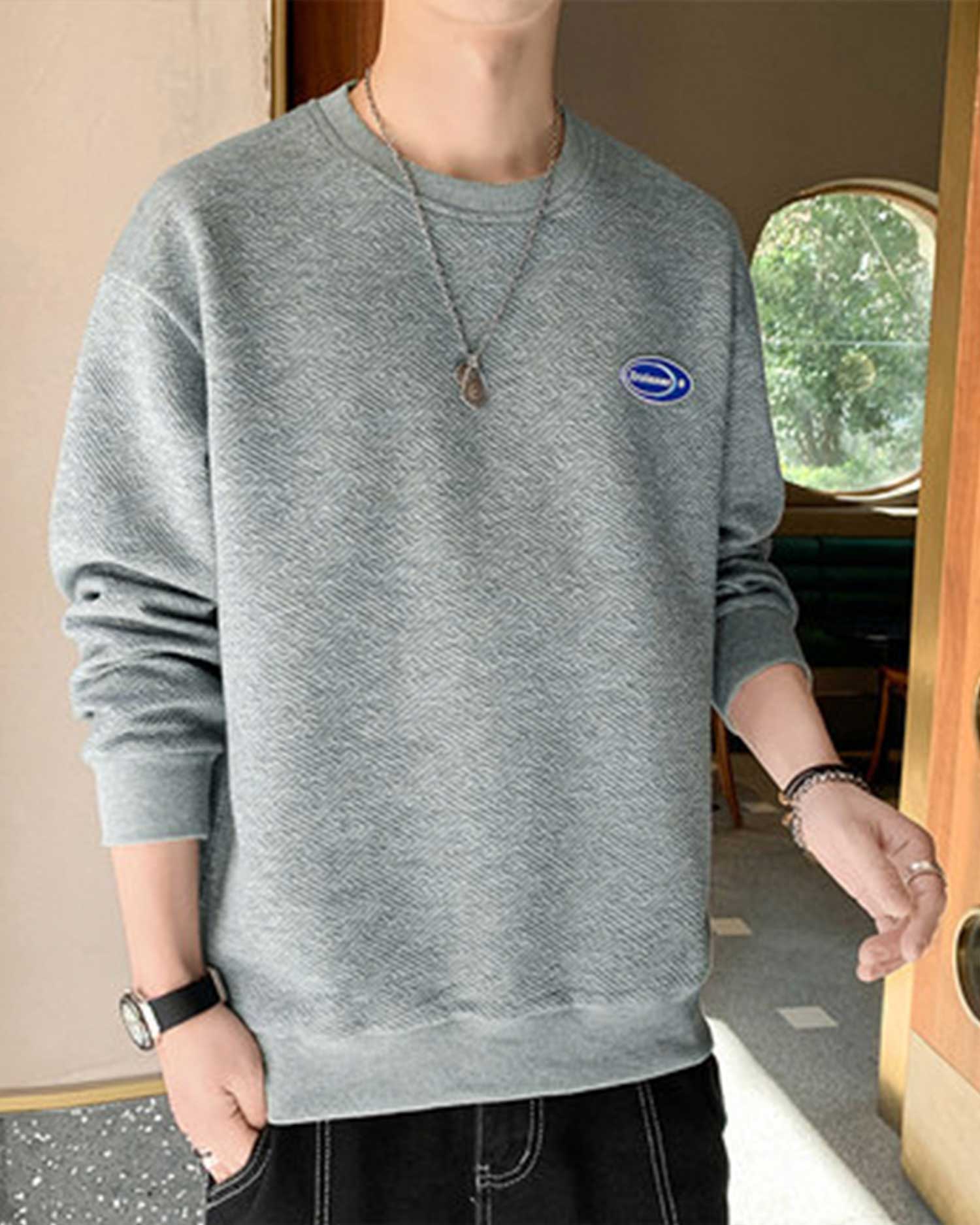 Basic Crewneck Sweatshirt - Silver Grey, M image