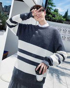 Striped Crewneck Knit Jumper - Dark Grey, XXL image