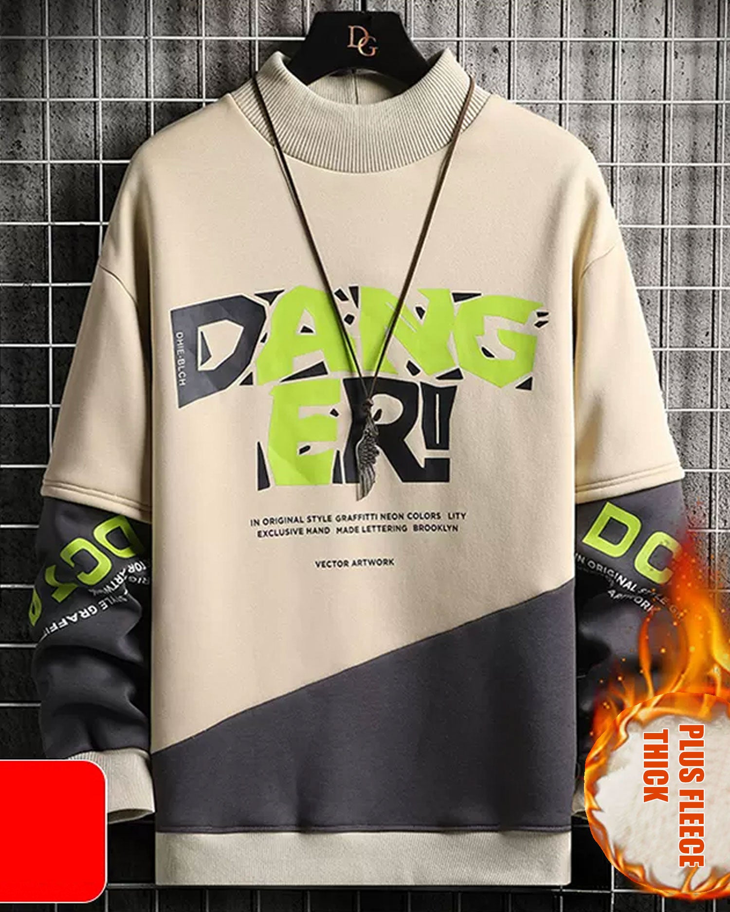 Wide Ribbed Crewneck Sweatshirt - Latte, XXXL image