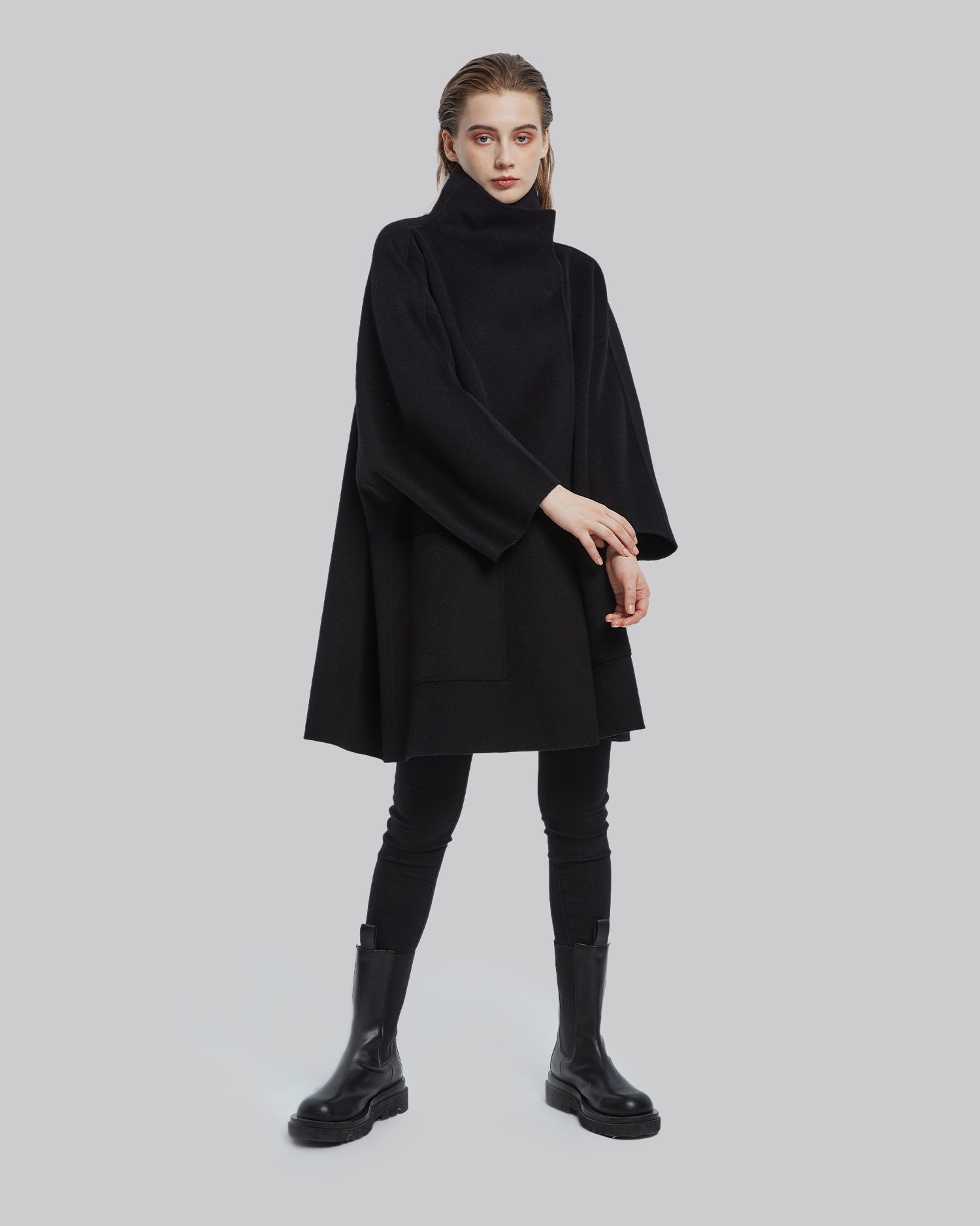Buttoned Cashmere Coat - Black, S image
