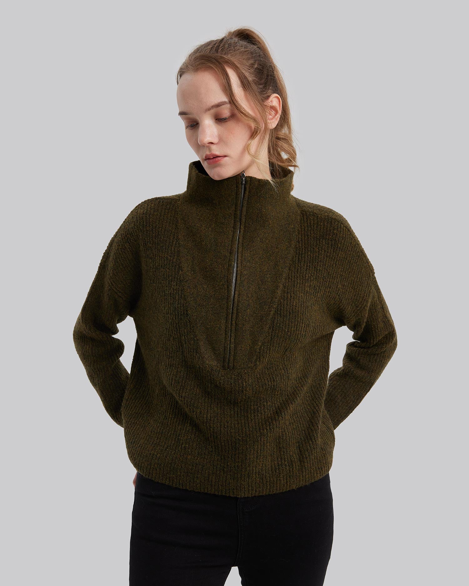 V-Shaped High Neck Sweater image 2