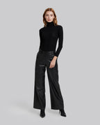 PU Leather Straight Pants - Black, M image