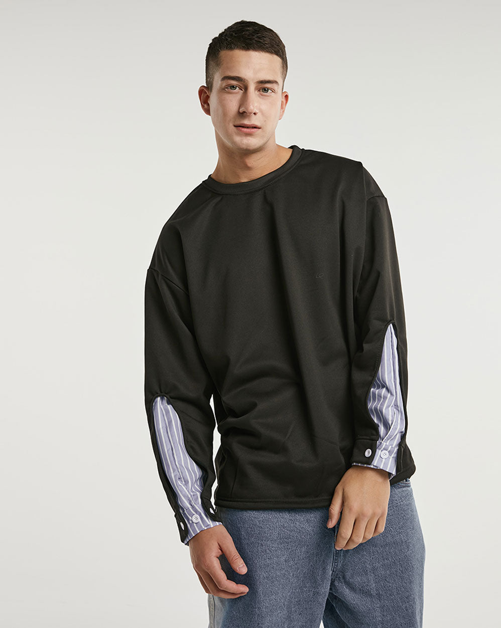 Oversized Crewneck Patchwork Sweatshirt image 4