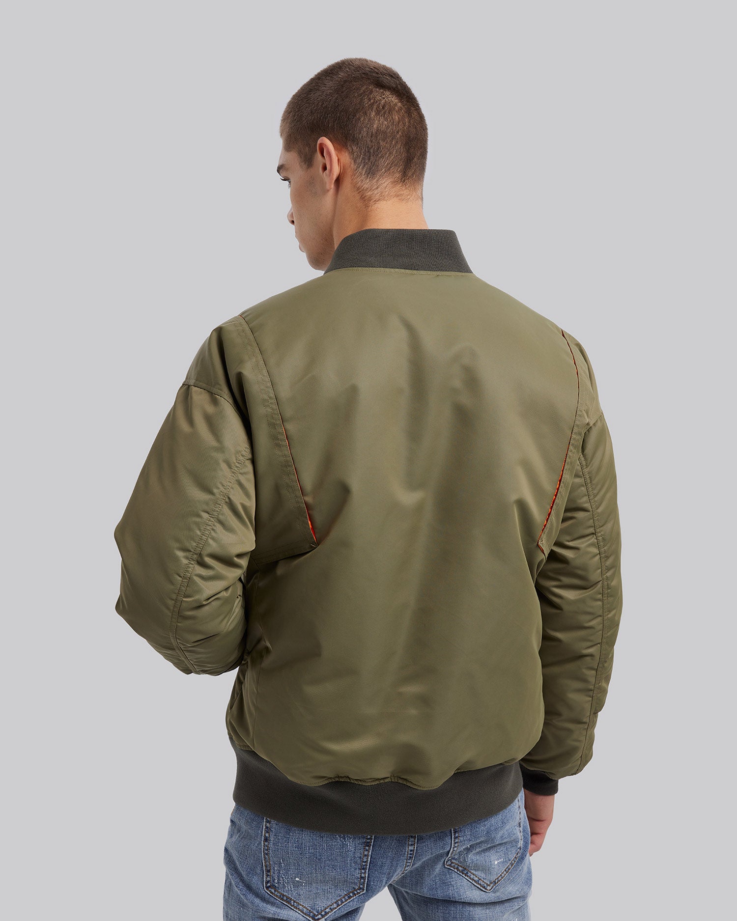 Army Green Down Bomber Jacket image 4