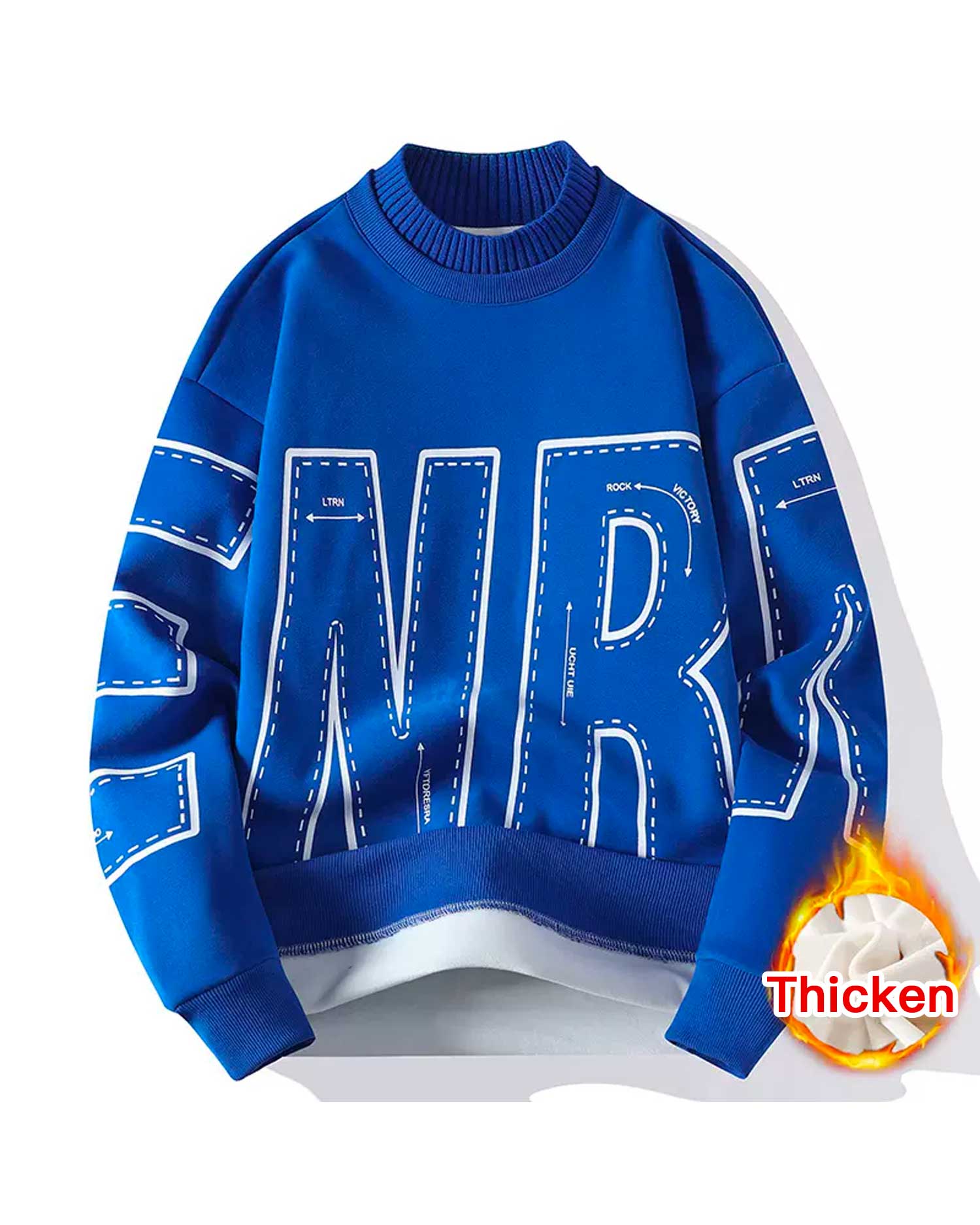 Fake Two-Piece Cotton Sweatshirt - Blue, M image