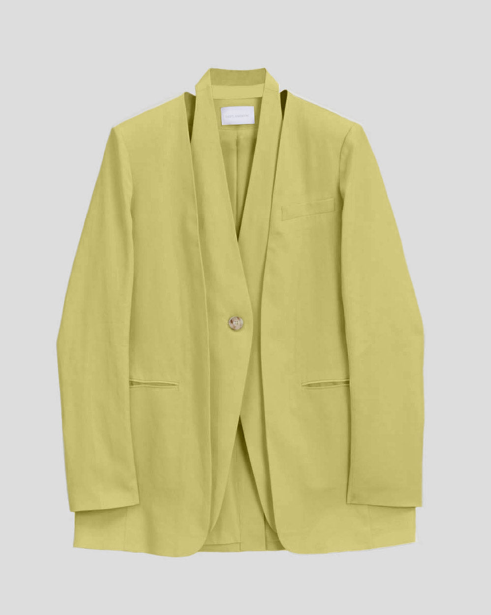 1 × Linen Layered Blazer - Chartreuse, L image