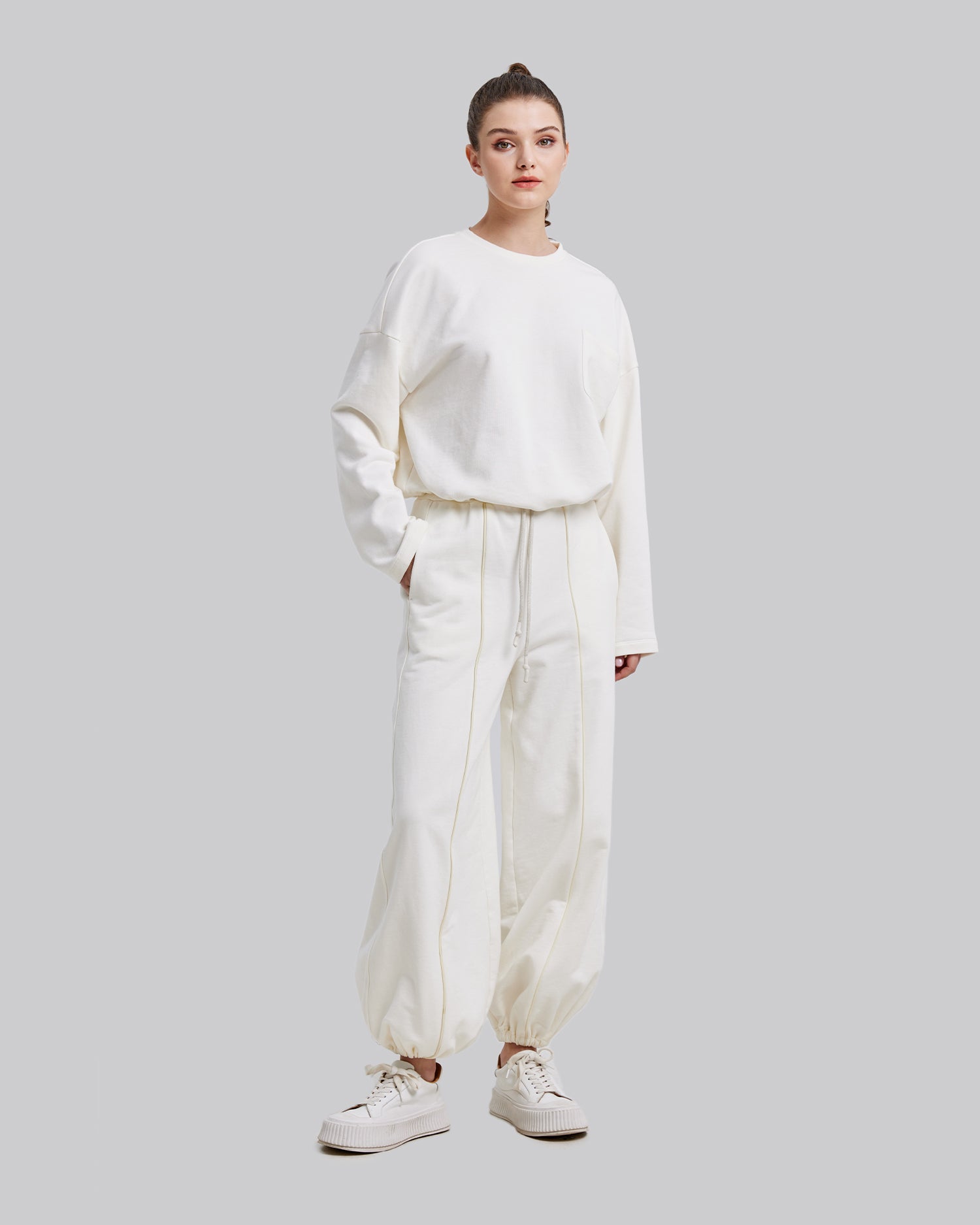 Cinchable Plain Sweatshirt image 3