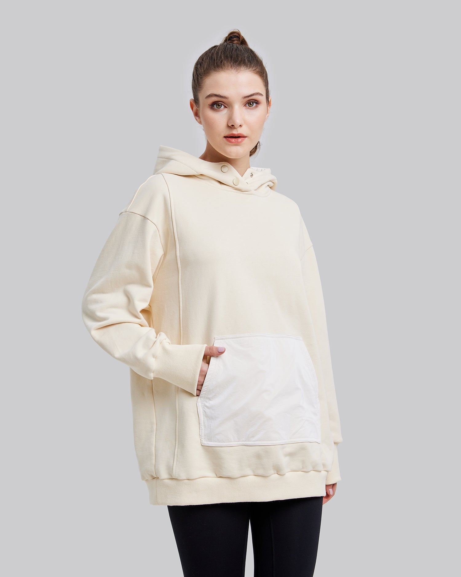 Buttoned High-Neck Hoodie image 3