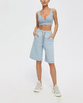 Double Drawstring Knee-Length Shorts - Hazeblue, S image