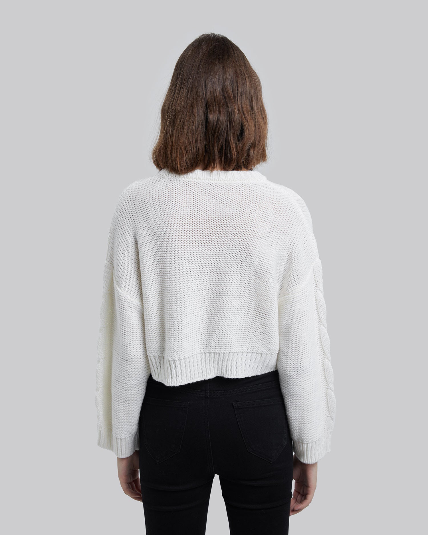 Cropped Cable Knit Sweater image 4