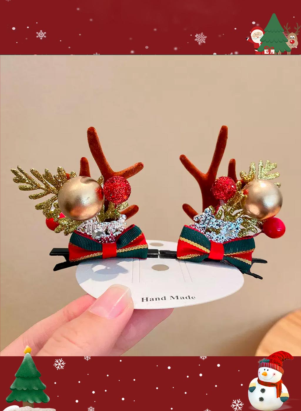 Special Christmas moose headdress - Gold, OS image