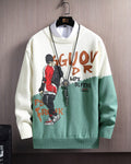 Printed Colorblock Knit Jumper - Turquoise, L image