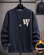 Layered Crewneck Letter Sweatshirt - Regal Blue, L image