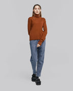 Cashmere Knitted Roll-Neck Sweater - Brick, XL image