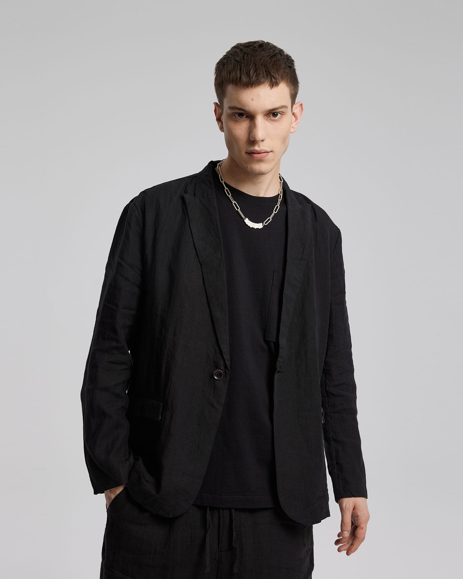 Black Linen Blazer image 1