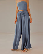 Cropped Strapless Top Set - Dusty blue, XXL image