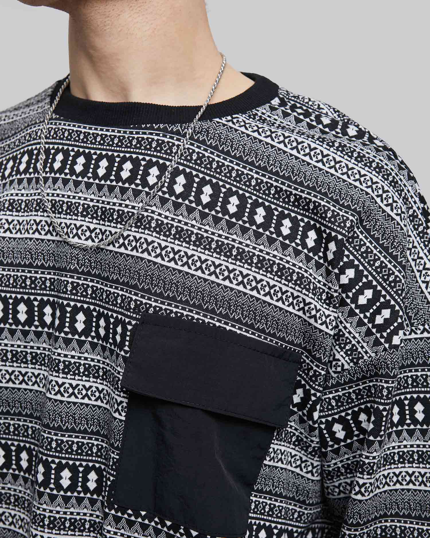 Pattern Print Patch Pocket Sweatshirt image 5