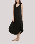 Curved Hem Tank Dress - Black, L image