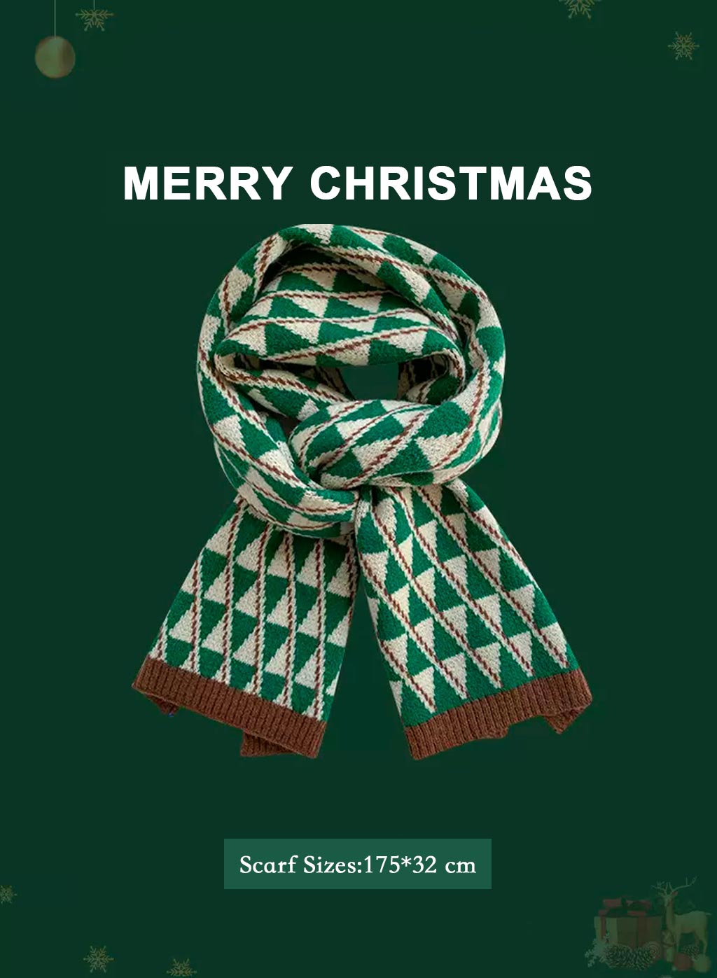 Soft &amp; Warm knitted Christmas scarf - Mint, OS image