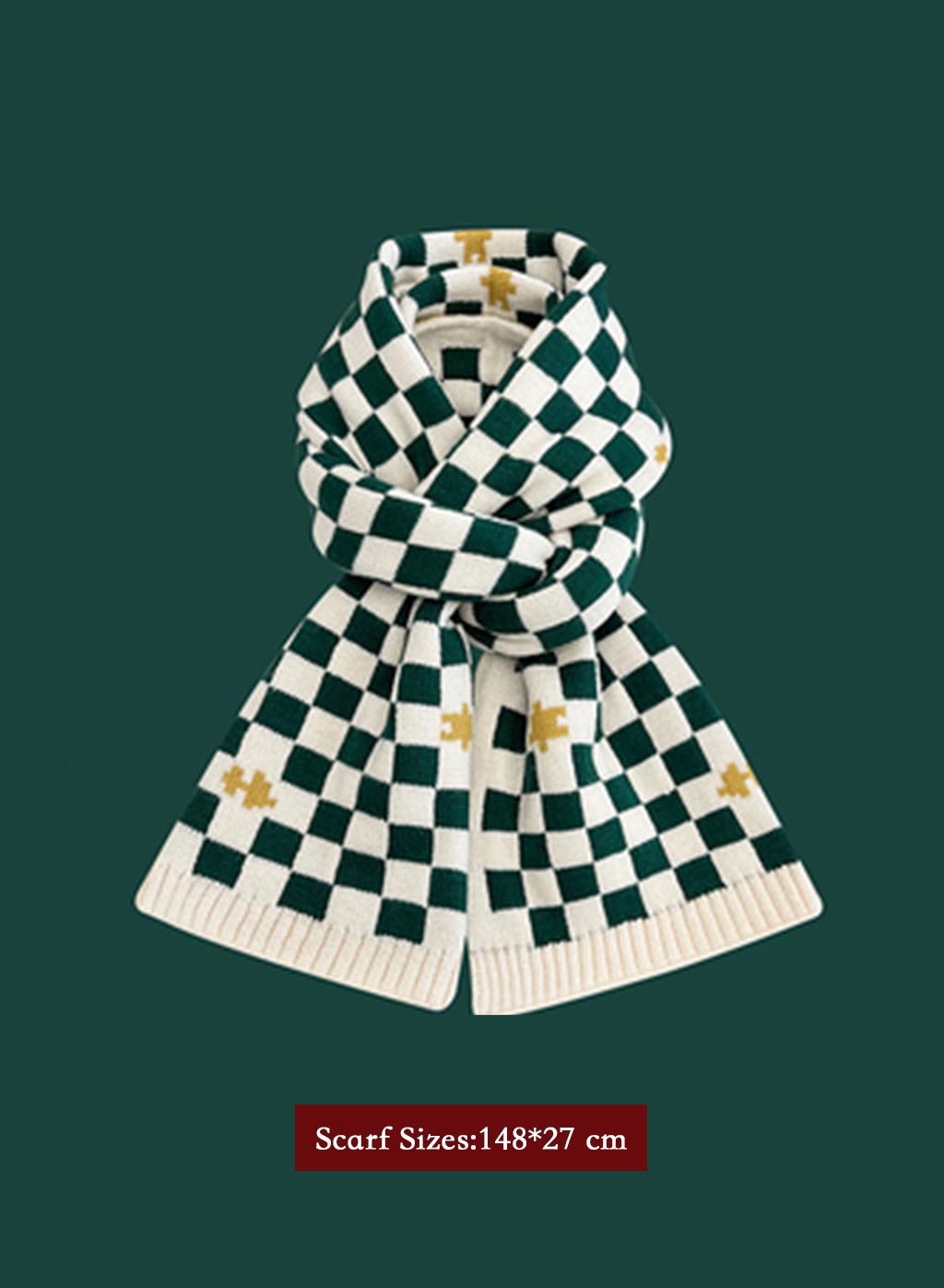 Winter Retro Warm Christmas Plaid Scarf - Ivory, OS image