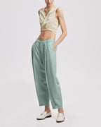 Linen Tapered Pants - Blue, XS image