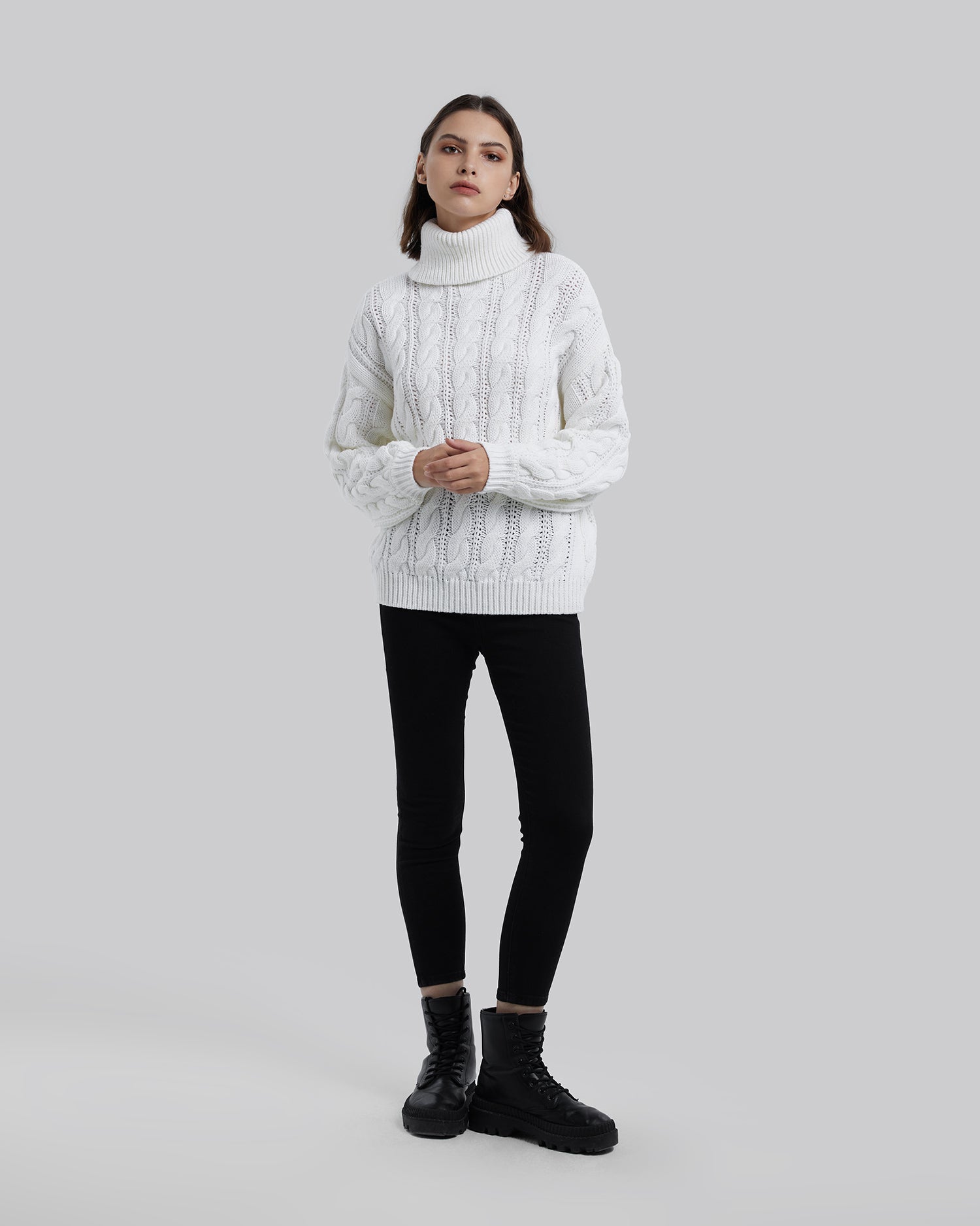 Turtleneck Cable Knit Sweater image 2