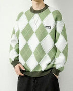 Checked Crewneck Jumper - Spring Green, XL image