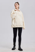 Half-Zipped Patch Pocket Sweatshirt - Cream, S image